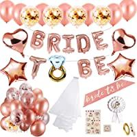 MMTX Hen party decoración para bodas fajín de novia velo bodas bandera Confetti Oro rosa globos-Estrella Corazón globos…